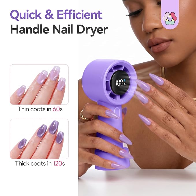SAVILAND 100 Speeds Cordless Drying Air Nail Dehydrator for Regular Polish | Continuous 4 hour operation with overload protection, for DIY home and salon use, 2000mAh battery, for regular polishes