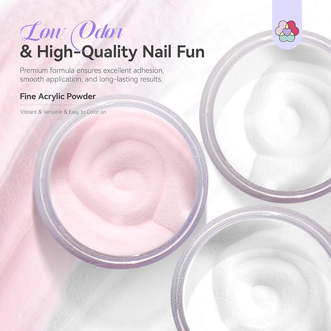 SAVILAND Acrylic Nail Kit for Beginners with Everything, Clear White Pink | HEMA-Free, Low-Odor, Non-Yellowing Formula, Air Dry In 5–8 Min, Includes Size 8 10 14 Brushes & Forms, Beginners, Home DIY