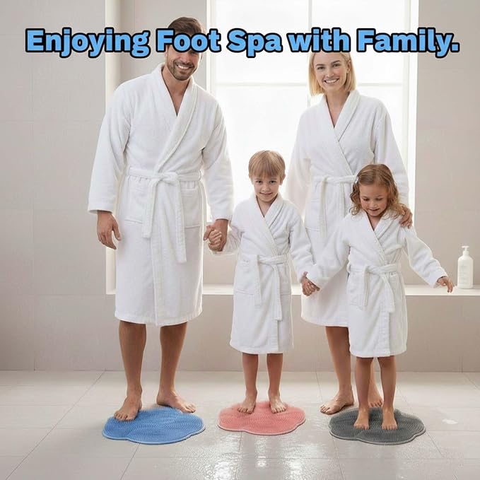 Foot Scrubber Mat Large Size, 12"-12" Shower Foot Scrubber No-Slip Suction Cups, Wall Mounted Back Scrubber for Shower with Hole