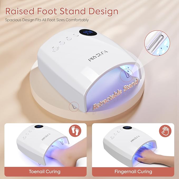 UV LED Nail Lamp, 72W Cordless Nail Dryer with 45 Beads and 4 Timers | Professional Fast Curing UV Light for Gel Nails with Smart Sensor, Retractable Foot Stand, Portable Handle for Salon & Home