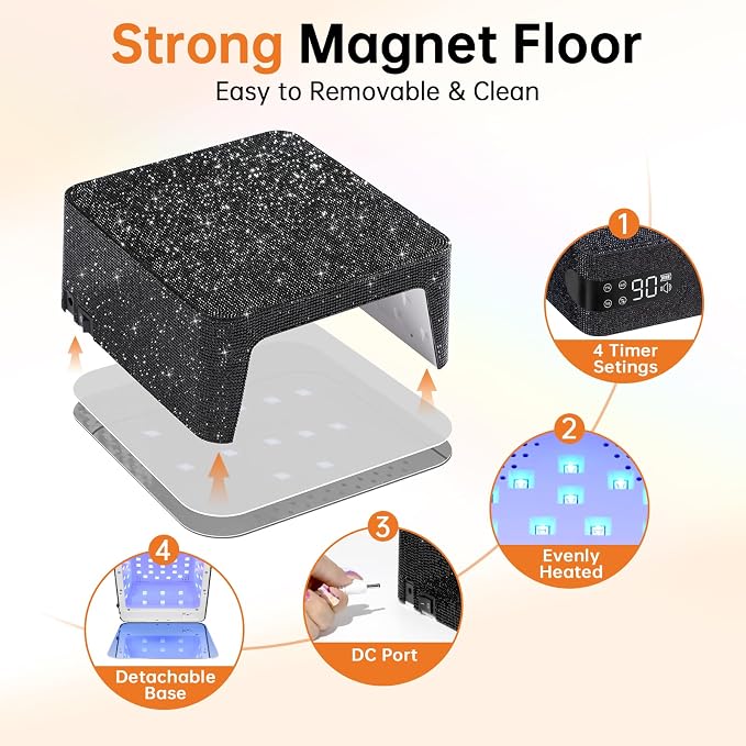 96W UV Nail Lamp, Cordless Nail Dryer | Rechargeable UV Light for Gel Nails, Professional Nail Light, Touch Control & Auto Sensor,Fast Curing Manicure for Salon Home