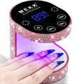 MEKK Mini UV Light for Gel Nails, 24W Cordless Flash Cure Nail Lamp | Flash cure, Auto Sensor, 4 Timers (10/30/60/90s), Portable, USB-C, for Home & Travel & Salon, Sparkling Pink Diamond