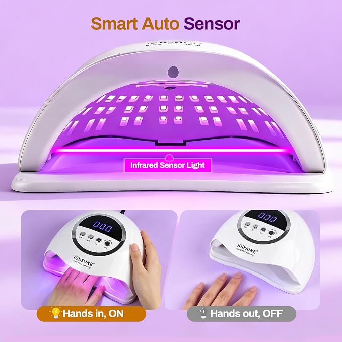 JODSONE U V LED Nail Lamp 320W, Nail Dryer for Gel Polish, Gel Nail Lamp with 72 Light Beads, Led Nail Light for Nails with Automatic Sensor & 4 Timers