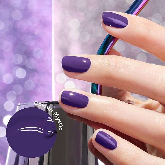 Manucurist Green Flash Mystic Purple Blue LED Gel Nail Polish | LED Gel Polish & Semi-Permanent Nail Varnish, UV Nail Lamp - 12-Free, Bio-Sourced, Vegan, Made in France, 0.5 fl oz