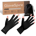 Small Hand UPF50+ UV Gloves for Nails, Thickened, XS, Black | Fingerless, Sun & UV Protection, Thickened Stretch Fabric, 2 Sizes for a Better Fit, Included Storage Pouch, Home & Salon Use