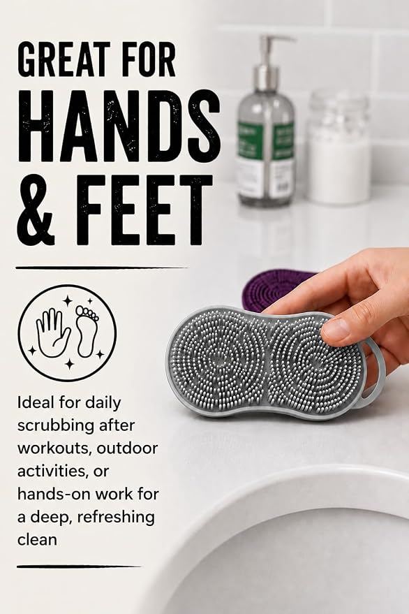 MOOFAH™ Body Scrubber- Deep Cleansing, Gentle Exfoliation for Smoother Skin, Soft-Touch Bristles, Made in USA by Chicago Comb, Easy Rinse, Quick-Dry (Shadow Grey)