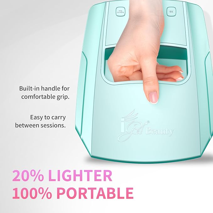 iGel Beauty Hybrid PRO 3.0 XL UV/LED Nail Lamp – Wireless Rechargeable 48W Nail Dryer, Extra Wide Full-Hand Curing, 9000mAh Battery, Smart Timer & Builder Gel Mode, Cordless Professional Lamp