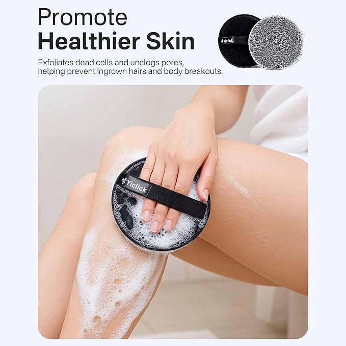 Yiclick Exfoliating Body Scrubber (2 Pack), Body Exfoliator Scrubber, Exfoliating Sponge for Shower Bath, Shower Loofah Luffa Lufa with Handle, Dead Skin Exfoliator for Body Scrub, Men Women
