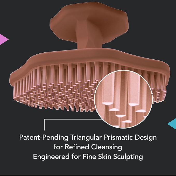 Fen Face Scrubber, Triangular Soft Bristle Silicone Facial Cleansing Brush | Manual Exfoliator for Deep Pore Wash, Scurbbing, and Cleaning, Waterproof Skin Care Tool for Men, Women, All Skin Types