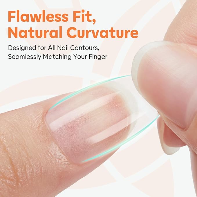Modelones Almond Nail Tips Short Clear Soft Gel Fake Press On Nails Tip | Soft Gel Nail Tips Half Matte Full Cover Clear Acrylic Gel False Press on Extension 12 Sizes