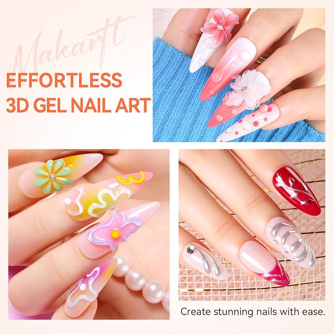 Makartt Rhinestone Glue for Nail: Gems/Charms/Crystals/3D Decorations 30ml | UV/LED Lamp Cured, Large Charms, Flatback Stones, Small Beads and Pearls, 3D Sculpting and Raised Designs, DIY and Salon Use