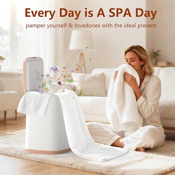 Large Towel Warmer Bucket for Bathroom, Luxury Towel Warmers SPA, Hot Towel Heater, Great Gift Idea, 24H Delay Function, 1 Min Fast Heating, Fits Three 40"x70" Towels, Bathrobes, Blankets-Orange