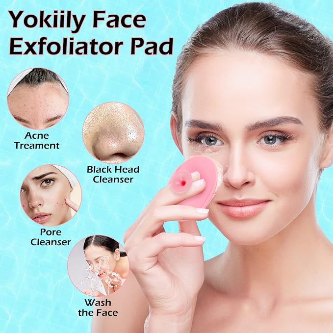 Yokilly Silicone Face Scrubber Kit: 4 Pcs Exfoliator Skin Care Tool | 4 Pcs Manual Handheld Facial Cleansing Brush - Face Scrub Wash Brush with Soft Bristle - Face Cleansing Brush For Women