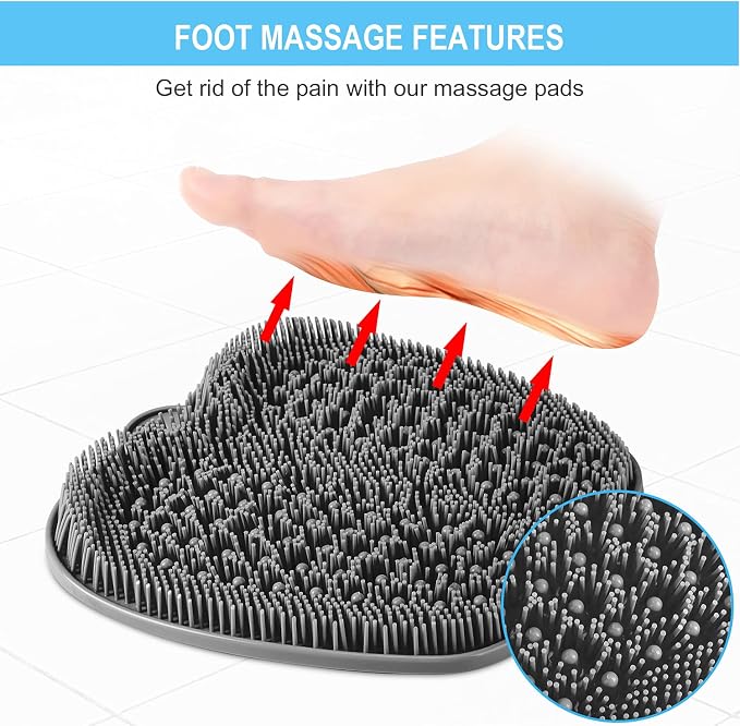 BESKAR XL Larger Shower Foot Scrubber Mat with Non-Slip Suction Cups | Cleans, Smooths, Exfoliates, Massages Your Feet Without Bending, Improve Foot Circulation, Soothes Tired Feet