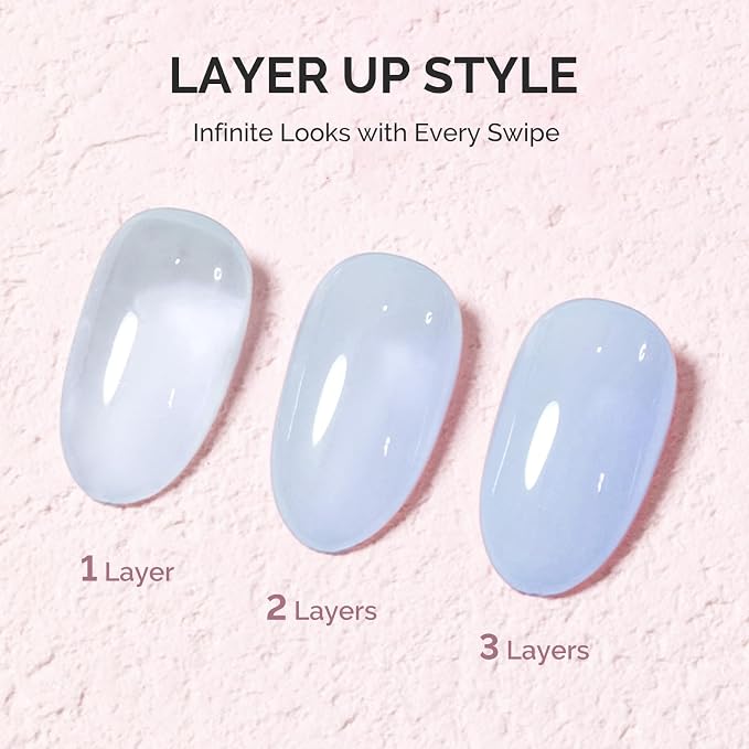 MelodySusie Jeweliver Gel Nail Polish, 0.5Fl Oz Light Blue Jelly Gel Polish Sheer Translucent Nude Soak Off UV LED Light Cure Spring Summer Colors Manicure Nail Art DIY at Home JM01