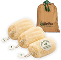 Waritex Organic Egyptian Loofah Sponges Exfoliating Scrubber Bath [3 Pack] | Natural Loofah Fiber for Gentle Skin Exfoliation, Deep Cleansing Full Body Spa Experience, Smooth Radiant Skin Care