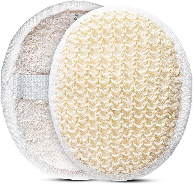Chakra Sisal Fiber Exfoliating Loofah Pad Scrubber for Face and Body - Deep Cleansing Scrub Sponge, Essential Bath and Shower Accessory