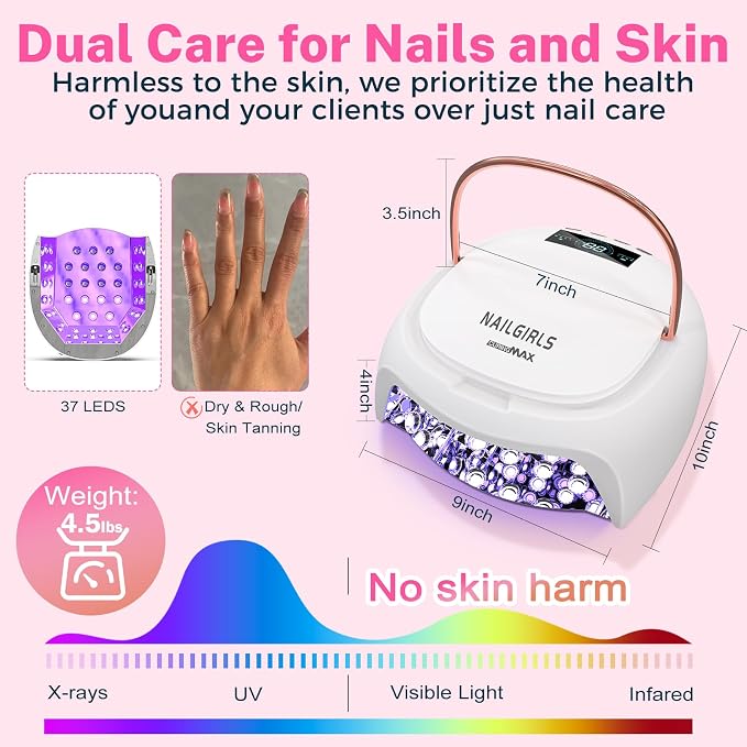 NAILGIRLS 80W UV LED Nail Lamp, Auto-Sensor LCD Display, UV Light for Gel Nails with 4 Timers Flash Cure for Gel Polish, Professional Nail Dryer Fast Curing Lamp Nail Art Tools for Women Girls，Plug-in