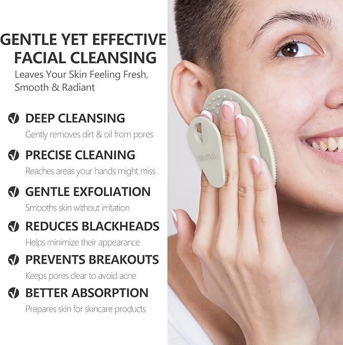 Silicone Face Scrubber 4 Pack, BEAUTAIL Manual Facial Cleansing Brush | Gentle Face Scrubber Exfoliator for Sensitive Skin, Skin Care Exfoliating Face Brush for Men and Women, Assorted Colors