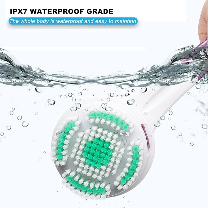 Electric Body Brush,5 Attachments Brush Heads Electric SPA Spin Scrubber for Shower Bathing Cleansing Wash Deep Cleaning with Silicone Rechargeable IPX7 Waterproof
