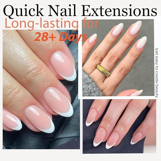 Modelones Almond Nail Tips Short Clear Soft Gel Fake Press On Nails Tip | Soft Gel Nail Tips Half Matte Full Cover Clear Acrylic Gel False Press on Extension 12 Sizes