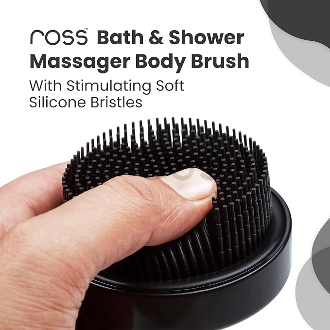 Ross Bath & Shower Massager Body Brush with Soft Silicone Bristles (Black)