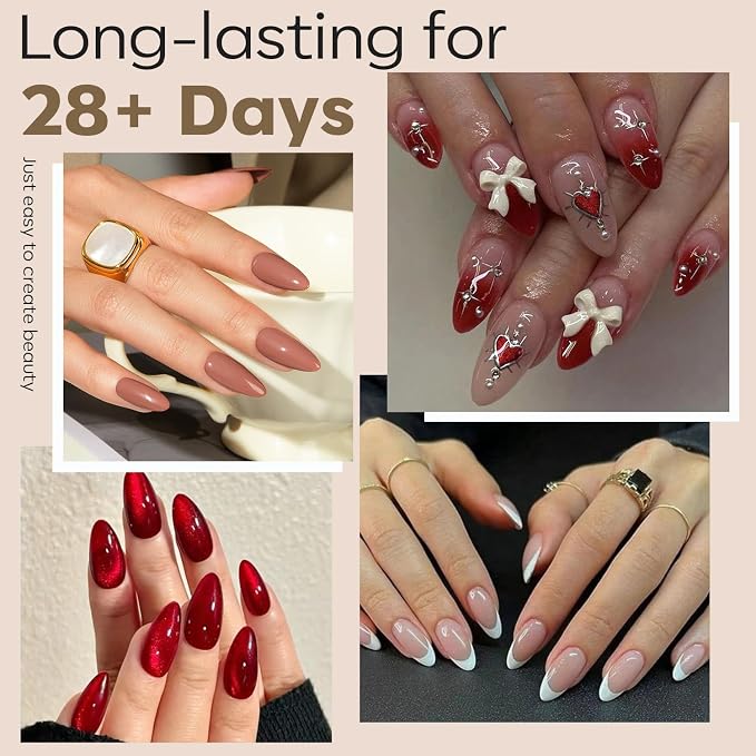 Modelones Medium Almond Nail Tips Pre-shaped Full Cover Fake Nails Soft Gel | Acrylic Clear Press on Extension Kit Gel Manicure DIY at Home 216PCS 12Sizes