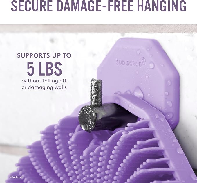 Sud Scrub® Body Scrubber + Face Scrubber + Extender Handle + Shower Hook Set (Purple)
