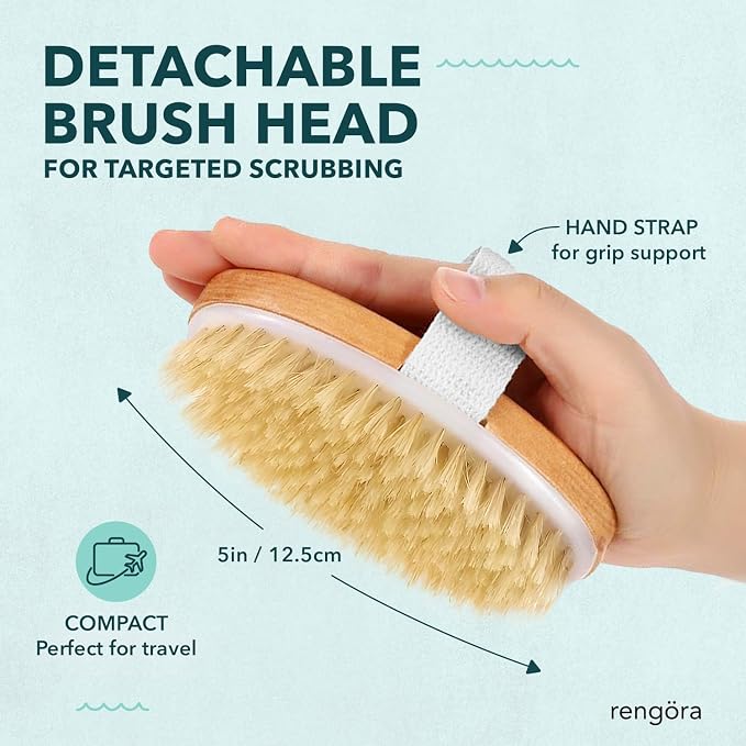 Back Scrubber for Shower - 20" Long Handle Shower Brush - Natural Bristle Back Brush – Ergonomic Handle + Silicone Anti-Slip Grip - Great Gift Idea - Men, Women + Seniors Love This (Firm Bristles)