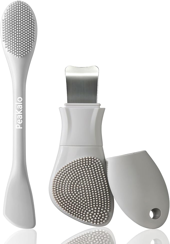 Silicone Face Scrubber Black Head Remover for Face- Appliances for Removing Make-up for Deep Cleansing Blackhead Remover Tools Face Spatula Makeup Removal Washing Brushes Pore Cleaner (Gray)
