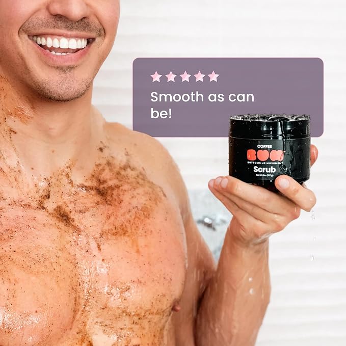BUM Coffee Sugar Scrub for Body - Coffee Scrub Body Exfoliator with Organic Shea, Coconut Oil, Rosehip, Vitamin E & Jojoba - Moisturizing, Seductively Scented & Subtly Flavored Exfoliant (2 oz)