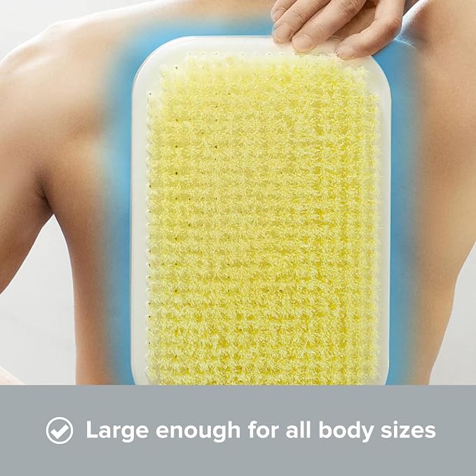 Wall Mounted Back Scrubber for Shower - Large Exfoliating Brush for Shower - Bathing Scrub Brush - Hands-Free Back Brush & Body Scrubber - Shower Accessories - 7.9x11.9in in-Shower Scrubber for Body