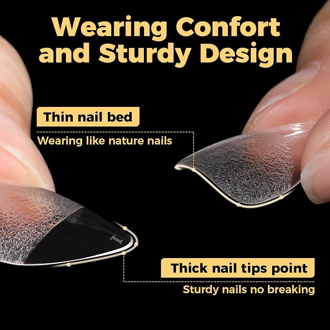 UNA GELLA Short Almond Gel Nail Tips, 600 Pcs Short Nail Tips Almond Shape | Pre-Filed Clear Press On Nails 12 Sizes Full Cover Fake Nails for Extension Home DIY Salon