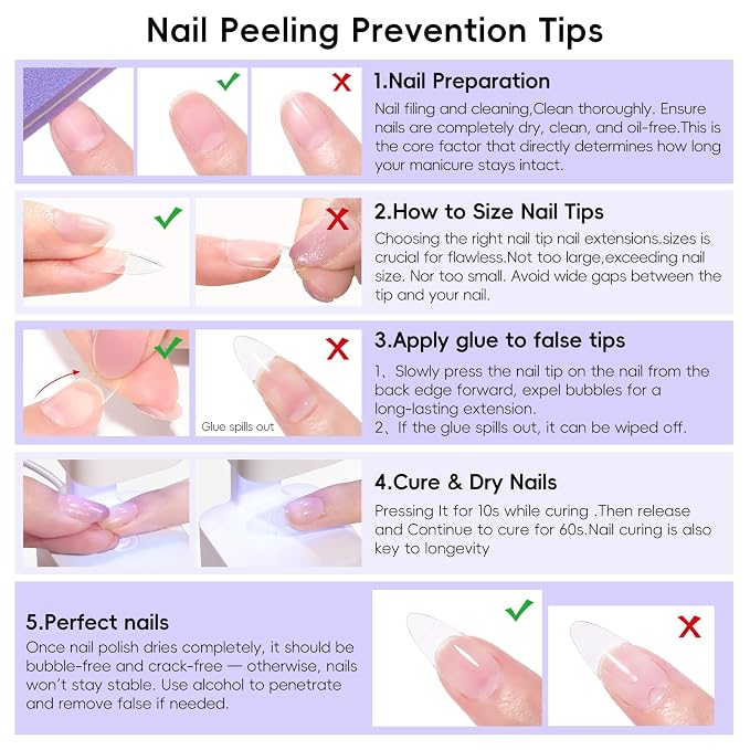 PEACECOLOR Square Gel Nail Kit, 240pc Short Medium False Nail Tips for Extension 2 Colors Jelly Gel Polish with U V Light Nail Glue Nails Art Stickers Rhinestones Easy DIY for Women Home Salon DIY