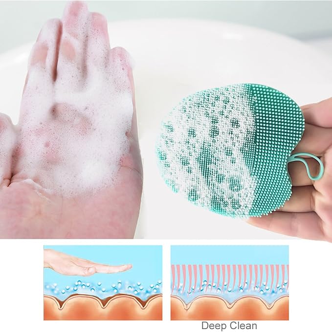 INNERNEED Anti-Slip Soft Silicone Facial Cleansing Brush Handheld Face Wash | Food-grade Hygienic Gentle Exfoliating and Massaging Face Scrubber Pad, Deep Clean for All Skin Types (Pack of 3)