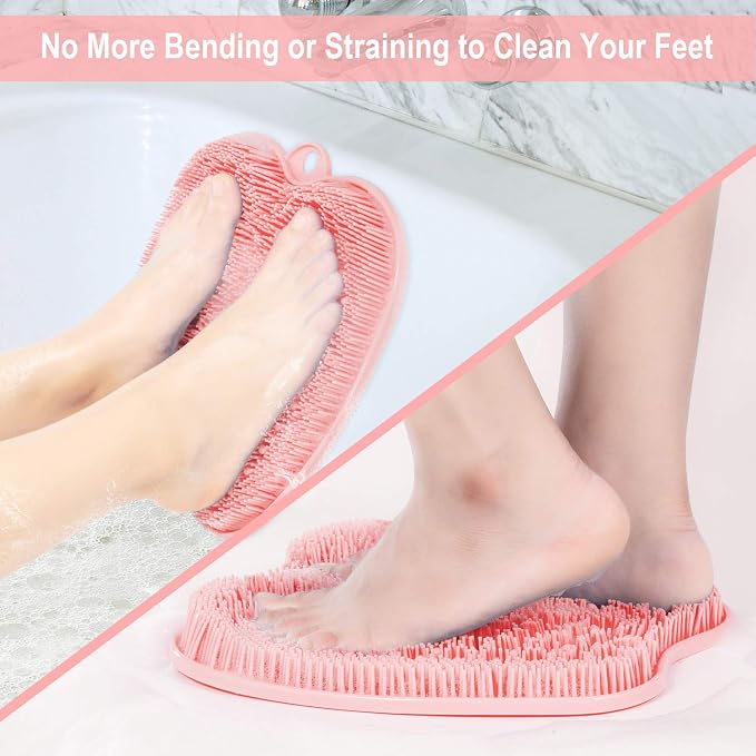 BESKAR XL Larger Shower Foot Scrubber Mat with Non-Slip Suction Cups | Cleans, Smooths, Exfoliates, Massages Your Feet Without Bending, Improve Foot Circulation, Soothes Tired Feet