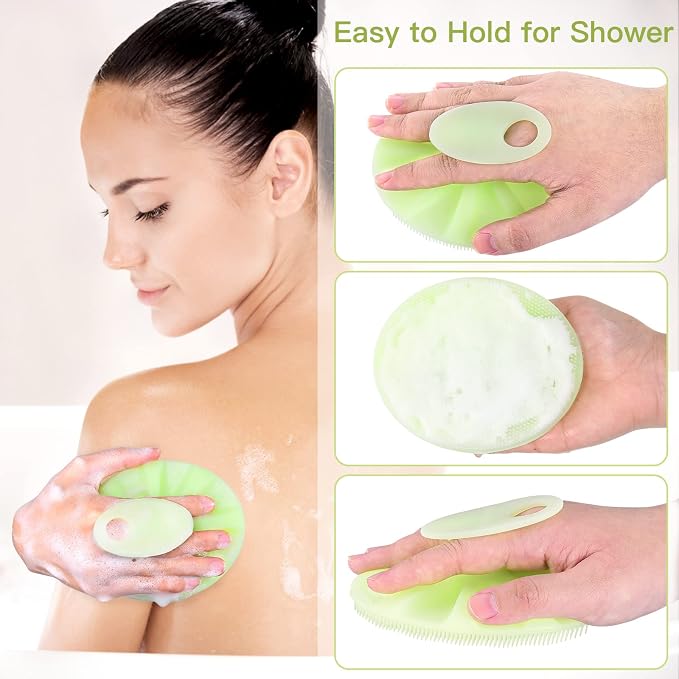 INNERNEED Silicone Body Cleansing Brush Exfoliating Scrubber, Green | Gentle Massage, Deep Clean, Hygienic Shower Scrub Brush Soft Bristles for All Skin Types, Easy to Hold