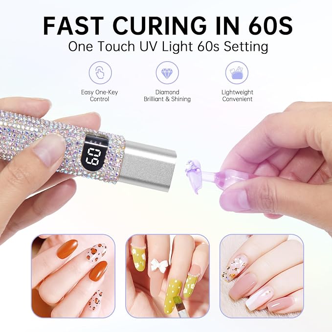 Handheld Cordless UV Nail Lamp with LCD Display | Mini UV LED Light for Gel Nails, Portable Flash Cure Lamp, Rechargeable USB Nail Dryer Fast Curing Salon & Home DIY