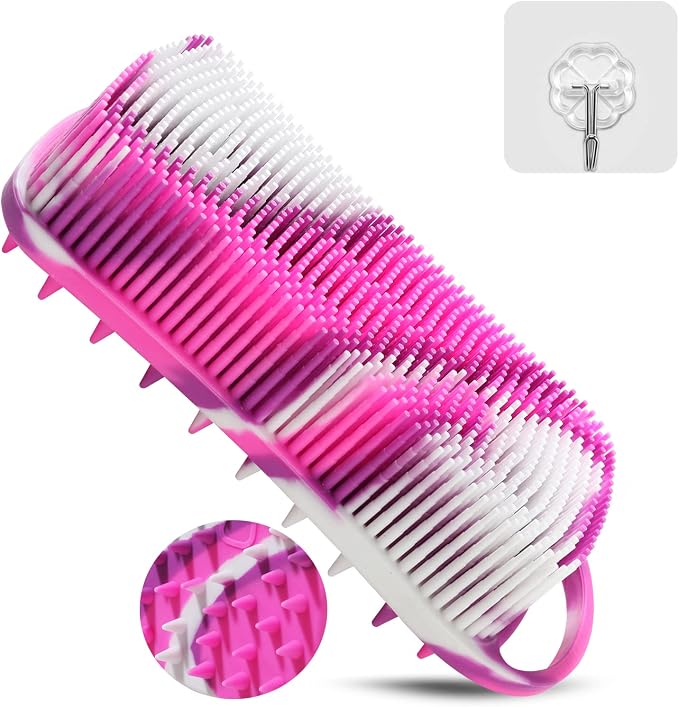 Silicone Body Scrubber, Loofah for Women, Shower Cleaner Scrub Body Brush | Gentle Exfoliating Shower Bath Brush, Rubber Body Wash Deep Cleaning & Exfoliator & Massage, Travel-Friendly for Bathroom