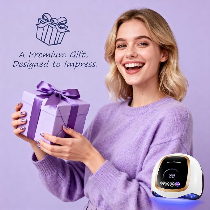 UV Nail Lamp, 180W LED Nail Dryer for Gel Polish, Touch Screen, 42 Beads | Auto Sensor Curing Light with LCD Display and 4 Timer Settings, Fast, Even Curing for Salon Use and Home DIY Manicure