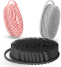 Silicone Body Scrubber 3 Pack Silicone Loofah Exfoliating Body Scrubber Soft Silicone Shower Brush with Handle Double Sided Bath Body Brush for Women Men Cleaning Massage Sensitive Skin, Lather Well
