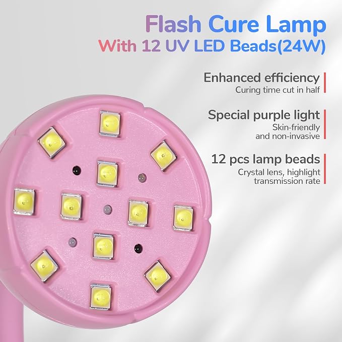 LIORA UV LED Nail Lamp: Cordless USB Rechargeable Gooseneck Lamp for Gel Nails with 4 Timers & Auto Sensor, Flash Curing Nail Dryer for Salon, Home & DIY Use