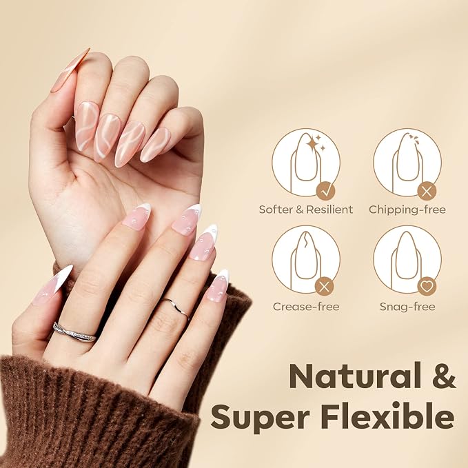 Modelones Medium Almond Nail Tips 510pcs Full Matte False Nails Pre Etched | Full Cover False Acrylic Extensions No Filed Stronger Press on Manicure 15 Sizes