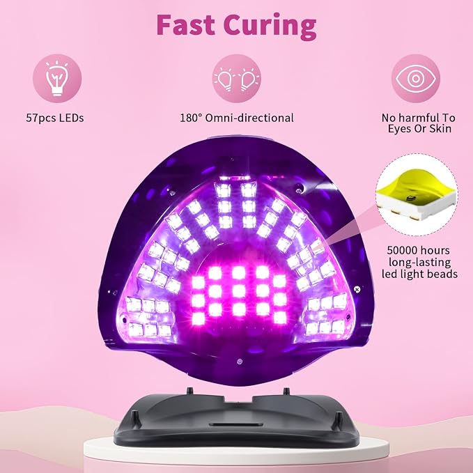 268W UV LED Nail Lamp | Fast Curing, 57Pcs Lamp Beads, 4 Timers