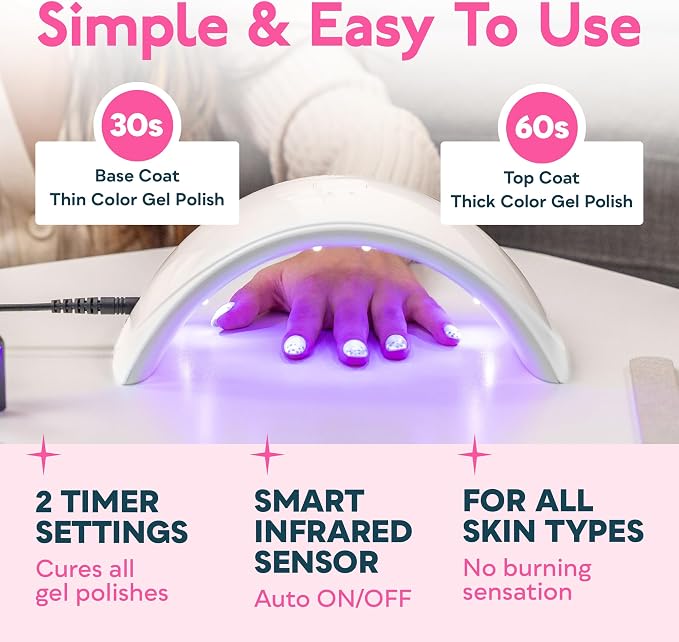 SUNUV UV LED Nail Lamp, UV Light for Gel Nail Polish Dryer SUN9C White | Auto Sensor with 2 Times, Portable for Hands & Feet, Fast Curing Lamp for All Gel Polishes, Easy to Use DIY Manicure at Home