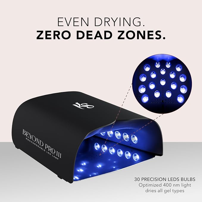 KIARA SKY Beyond Pro V3 UV LED Nail Lamp Black – Cordless Rechargeable Gel Lamp w/Smart Sensor, Flashcure Low Heat Mode, Full-Hand Coverage & Timer for Gel Polish, Builder Top Coat 48W (240v)