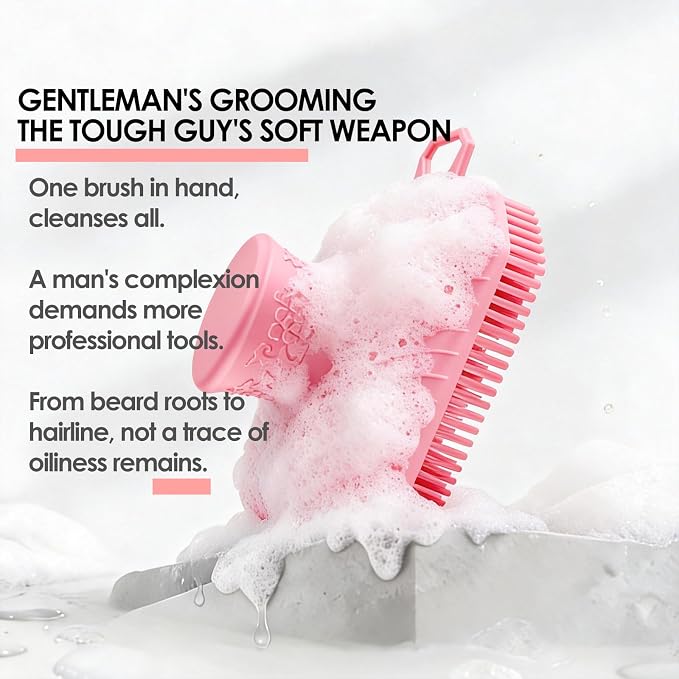 RamPula Face Scrubber, Silicone Exfoliating Brush for Men Women, Facial Cleansing Brush, Manual Waterproof Cleansing Skin Care, Blackhead Removing Pore Cleansing Massaging Face Brushes - Pink | Softening,Massage,Smoothening,Pores,Cleansing,Exfoliating