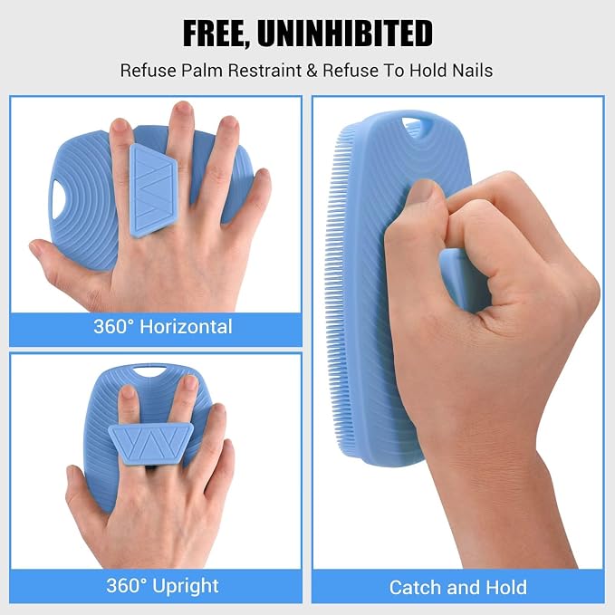 Canroom Silicone Bdoy Scrubber -Anti Zinc Infused-Exfoliating Shower Brush | Highly Elastic Bristles Exfoliator Silicone Shower Scrubber for Body,Cellulite Reduction,Blood Circulation-Azure