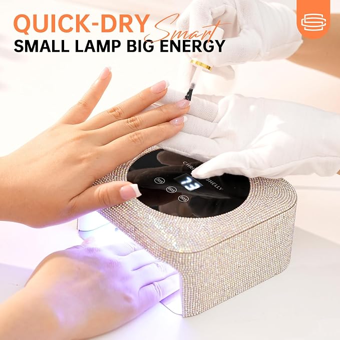UV Light for Nails, Mini UV Nail Lamp with Auto Sensor Gel Nail Lamp | 48W | Travel Mini Size | 3 Timers | Rhinestone | Plug-in | Fast & even curing | DIY Manicure Nail School | AB Diamond