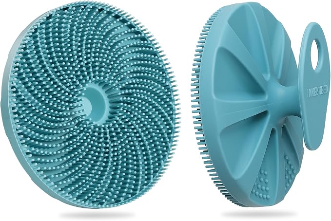Food-Grade Silicone Body Scrubber Exfoliating & Massaging Brush, Dark Green | INNERNEED Hygienic Shower Scrub Skin Wash Bath Tool for All Skin Types, Lathers Well, Longer Service Life